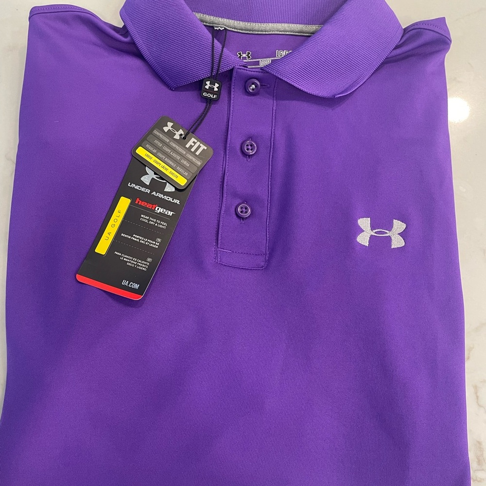 Under Armour Men’s New with tags golf polo purple SZ Large